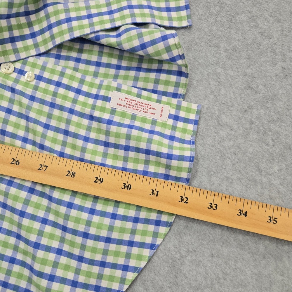 Brooks Brothers Polo Shirt Mens Large‎ Green Blue Check Button Down Traditional - Picture 7 of 8